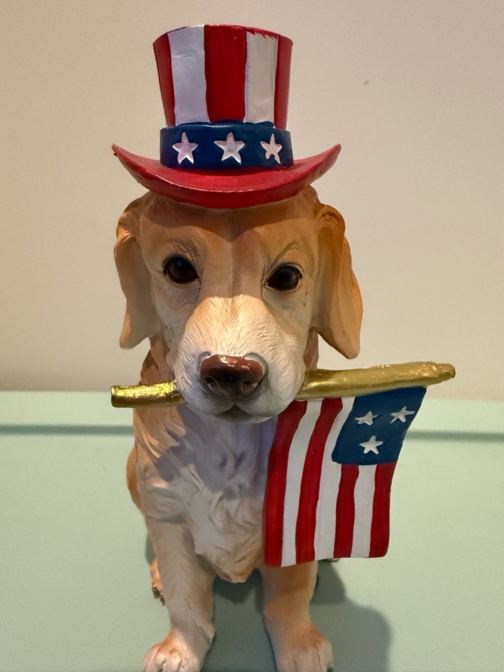 Martha Stewart Patriotic Golden Dog Figurine with American Flag- NWT - Picture 6 of 7